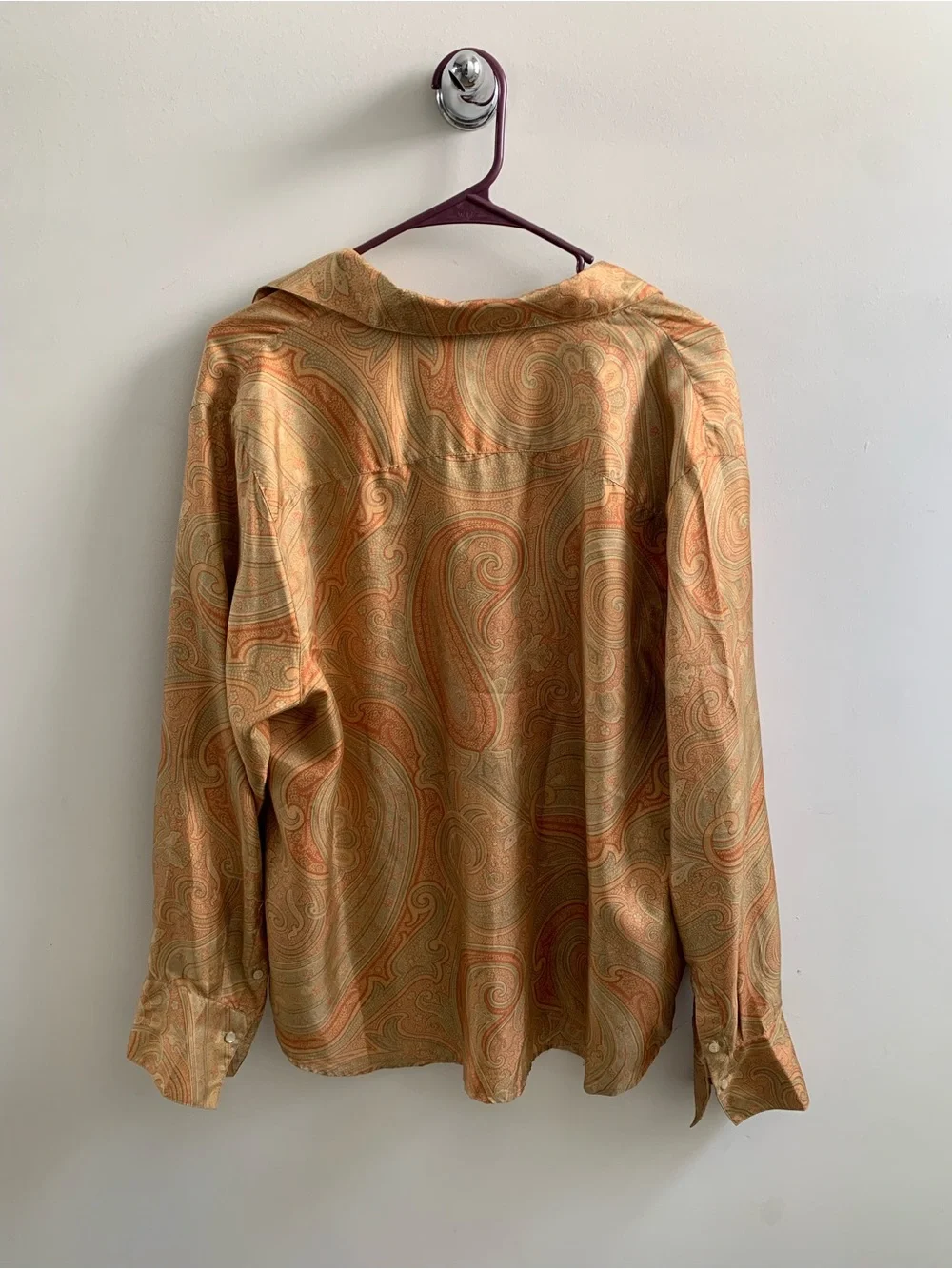 Vintage Lauren Ralph Lauren 100% Silk Paisley Button Down Blouse - Size 16W